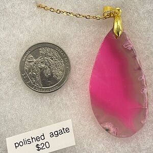 Pink Agate Pendant Necklace